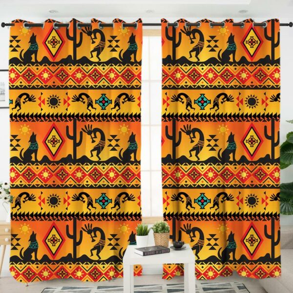 yellow kokopelli myth native american living room curtain