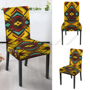 yellow tribe design native american tablecloth chair cover 1