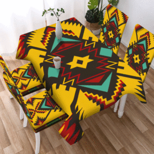 yellow tribe design native american tablecloth chair cover