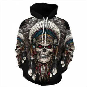 3d print tribal style native american skull pattern hoodie ccosplaycom