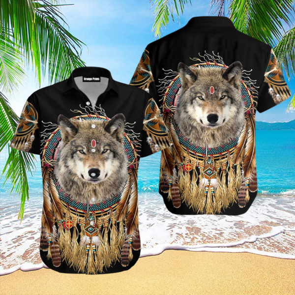 aborigine style wolf aloha hawaiian shirts for men for women wt5356