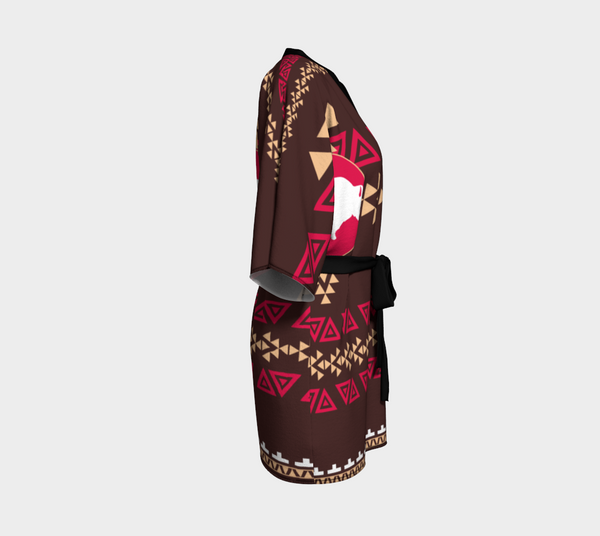 Bison Brown Native American Kimono Robe Women 49native Com   Bison Brown Native American Kimono Robe 3 