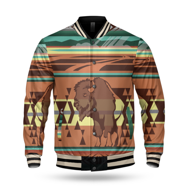 gb nat00024 bison native american baseball jacket