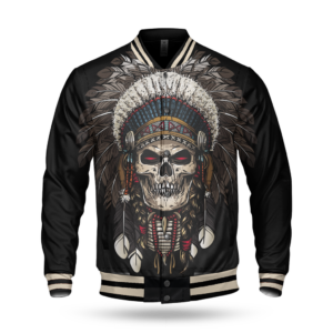 gb nat00044 feather chief skull native american baseball jacket