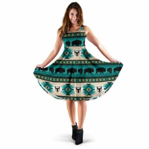 green running bisons native american 3d dress