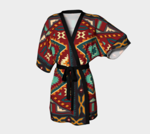 native american red pattern kimono robe 1