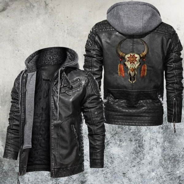 native buffalo skull leather jacket