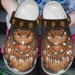 native owl feather crocs clog shoes for women and men