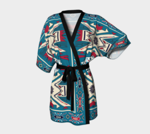 pink blue coloful design native american kimono robe 1