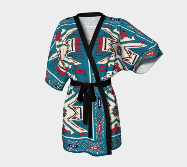 pink blue coloful design native american kimono robe