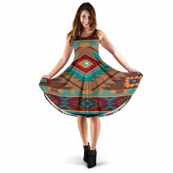 southwest brown red symbol native american 3d dress