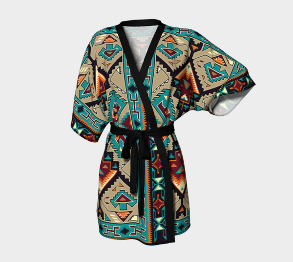 tribe blue pattern native american kimono robe