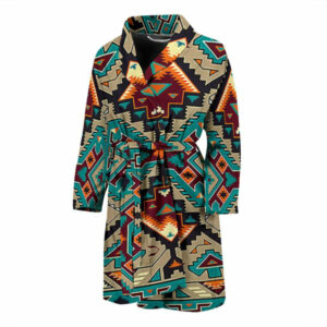 tribe blue pattern native american mens bath robe 1
