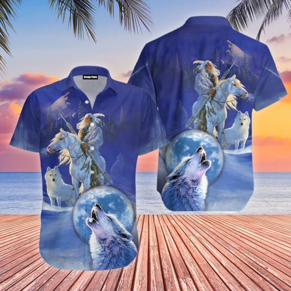 wolf native american aloha hawaiian shirts for men for women wt5152