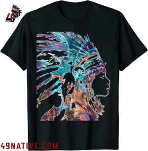 Colorful Headdress Native American Indian Traditional Art T Shirt