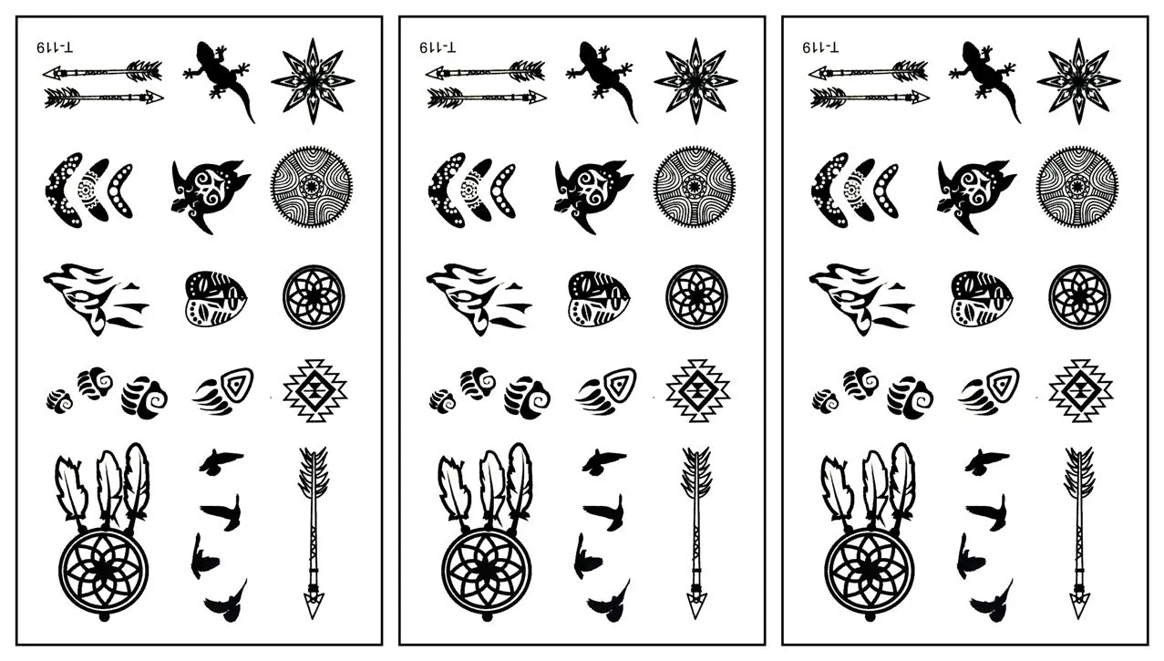 Indians Tattoo Set. Native American Tattoo. Set of Labels and Elements.  Vector Set Illustration Template Tattoo Stock Vector - Illustration of  ancient, logo: 203253695