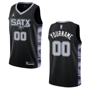 Custom Black Statement Edition 2022-23 San Antonio Spurs Swingman Jersey - 49Native
