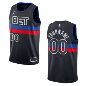 Custom Black Statement Edition 2022-23 Detroit Pistons Swingman Jersey - 49Native