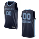 Custom Navy Icon Edition 2022-23 Memphis Grizzlies Swingman Jersey - 49Native