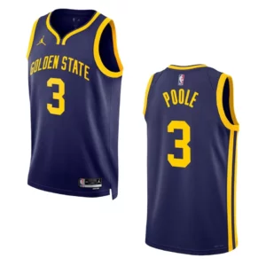Jordan Poole Navy Statement Edition 2022-23 Golden State Warriors Swingman Jersey - 49Native