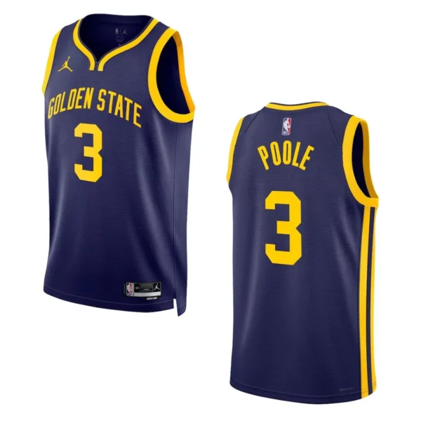 Jordan Poole Navy Statement Edition 2022-23 Golden State Warriors Swingman Jersey - 49Native