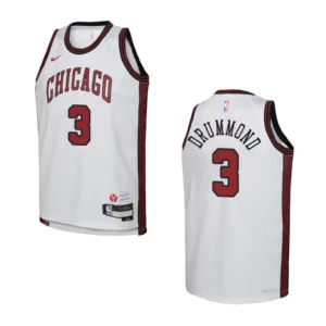 2022-23 Chicago Bulls Youth City Edition Andre Drummond White Jersey - 49Native