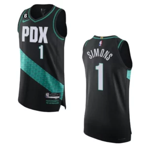 Portland Trail Blazers Anfernee Simons 2022-23 City Edition Black Jersey - 49Native