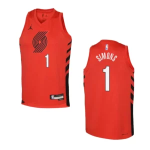 Portland Trail Blazers 2022-23 Statement Edition Youth Anfernee Simons Red Jersey - 49Native