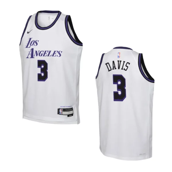 Youth Los Angeles Lakers 2022-23 City Edition Anthony Davis White Jersey - 49Native