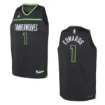 2022-23 Minnesota Timberwolves Youth Statement Edition Anthony Edwards Grey Jersey - 49Native