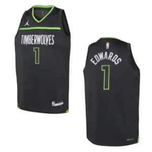 2022-23 Minnesota Timberwolves Youth Statement Edition Anthony Edwards Grey Jersey - 49Native