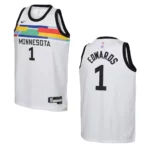 Minnesota Timberwolves 2022-23 City Edition Youth Anthony Edwards White Jersey - 49Native