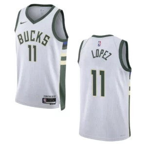 2022-23 Association Edition Milwaukee Bucks Brook Lopez White Swingman Jersey - 49Native