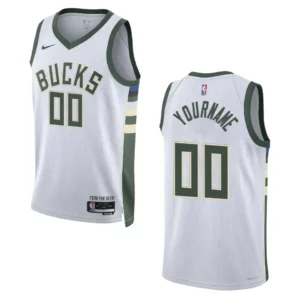 2022-23 Association Edition Milwaukee Bucks Custom White Swingman Jersey - 49Native