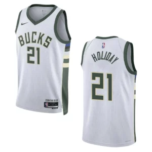 2022-23 Association Edition Milwaukee Bucks Jrue Holiday White Swingman Jersey - 49Native