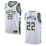 2022-23 Association Edition Milwaukee Bucks Khris Middleton White Swingman Jersey - 49Native