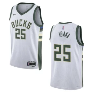 2022-23 Association Edition Milwaukee Bucks Serge Ibaka White Swingman Jersey - 49Native