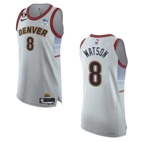 Denver Nuggets City Edition Peyton Watson 2022-23 Authentic Sliver Jersey - 49Native