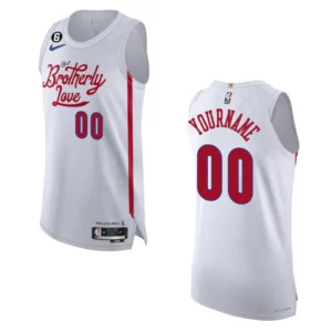 Philadelphia 76ers City Edition Custom 2022-23 White Jersey - 49Native