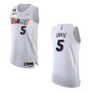Miami Heat City Edition Nikola Jovic 2022-23 White Jersey - 49Native