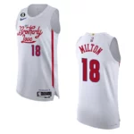 Philadelphia 76ers City Edition Shake Milton 2022-23 White Jersey - 49Native