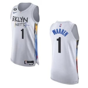 Brooklyn Nets City Edition T.J Warren 2022-23 Authentic White Jersey - 49Native