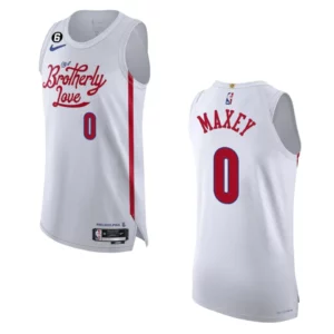 Philadelphia 76ers City Edition Tyrese Maxey 2022-23 White Jersey - 49Native