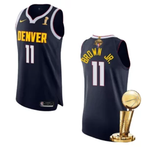Denver Nuggets 2023 NBA Finals Champions Bruce Brown Jr. Authentic Navy Jersey - 49Native