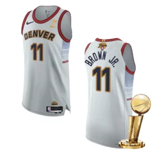 Denver Nuggets 2023 NBA Finals Champions Bruce Brown Jr. Authentic White Jersey - 49Native