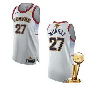 Denver Nuggets 2023 NBA Finals Champions Jamal Murray Authentic White Jersey - 49Native