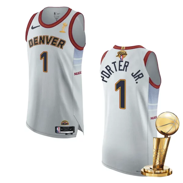 Denver Nuggets 2023 NBA Finals Champions Michael Porter Jr. Authentic White Jersey - 49Native
