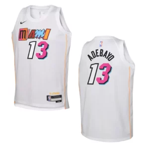 Miami Heat 2022-23 City Edition Youth Bam Adebayo White Jersey - 49Native