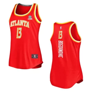 Atlanta Hawks Bogdan Bogdanovic Women's Icon Edition Fast Break Jersey Red - 49Native