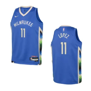 Youth Milwaukee Bucks 2022-23 City Edition Brook Lopez Royal Jersey - 49Native